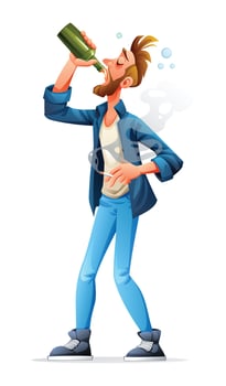 Drunk man cartoon character isolated on white background vector