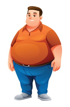 Fat man cartoon character isolated on white background vector