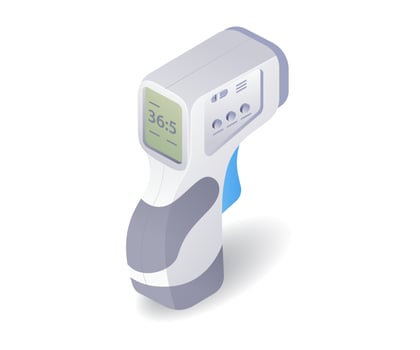 Medical equipment checking patient's body temperature flat isometric illustration vector