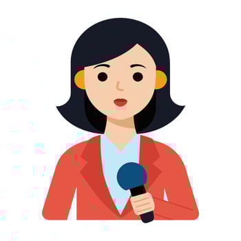 clipart features a professional woman reporter holding a microphone vector