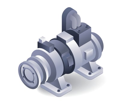 Isometric flat water pump machine 3d illustration vector