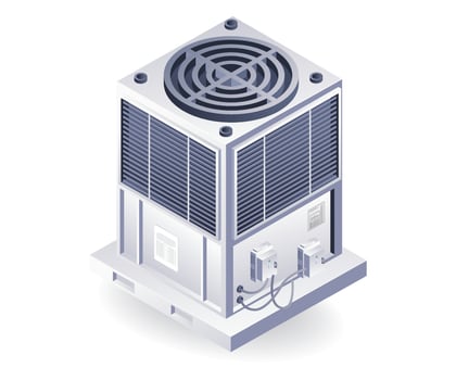 Industrial HVAC blower equipment exhaust system isometric 3d illustration vector