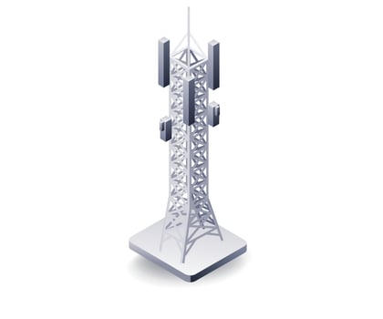 Information technology network tower concept, flat isometric 3d illustration vector