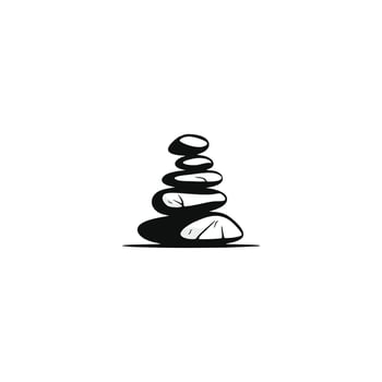AI generated zen stone vector emblem illustration stacked stone balancing logo design