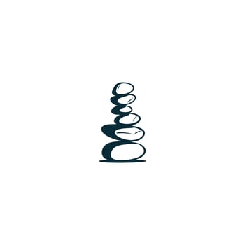 AI generated zen stone vector emblem illustration stacked stone balancing logo design