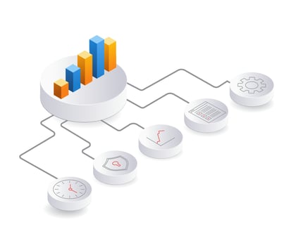 ERP business management, flat isometric 3d illustration vector