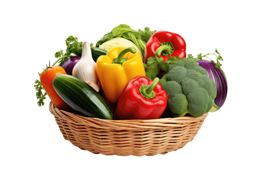 AI generated basket of healthy fruits on isolated transparent background png