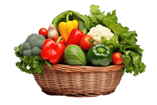 AI generated basket of healthy fruits on isolated transparent background png