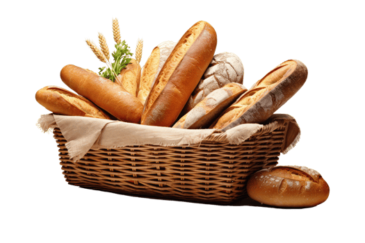 AI generated organic food in the basket on isolated transparent background png
