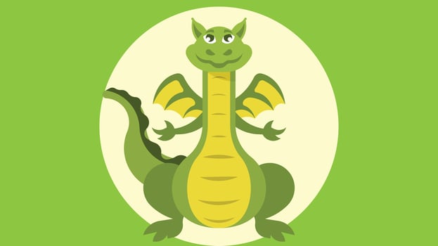 Dragon character children book coloring and chinese symbol vector illustration