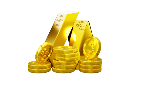 transprency 3d rendering Golden Stack of Money Coins and Gold bars png