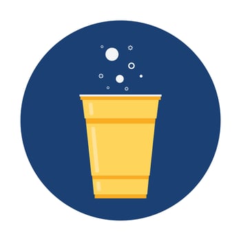 Yellow beer cup. Cup vector.  wallpaper. Vector Illustration of Beer Pong shot with Pingpong ball.