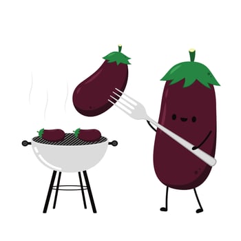 Eggplant on white background. Eggplant character design. vector