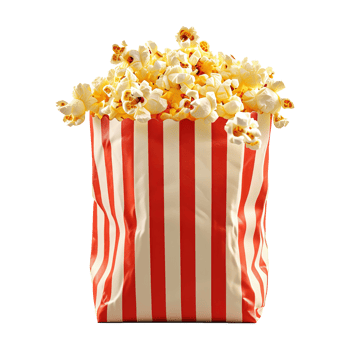 AI generated Popcorn in striped box isolated on transparent background png
