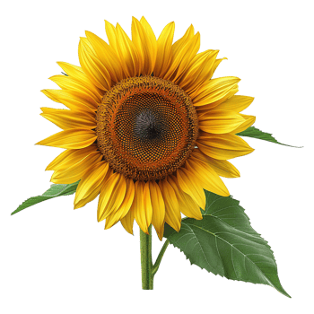 AI generated Sunflower with leaves isolated on transparent background png