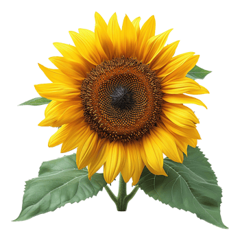 AI generated Sunflower with leaves isolated on transparent background png