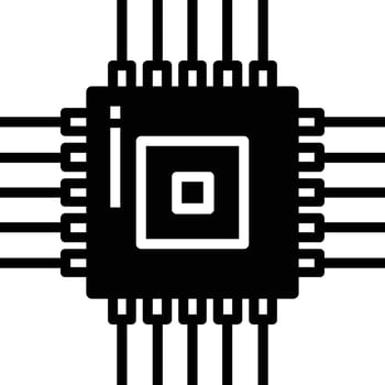 cpu chip glyph and line vector illustration