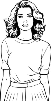 Beautiful young woman. Black and white illustration in sketch style. vector
