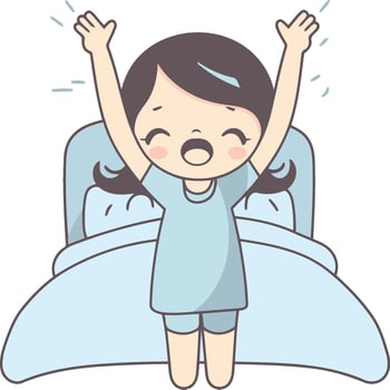 Illustration of a Cute Little Girl Lying on the Bed vector