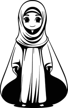 Arabic woman in hijab isolated on white background. vector