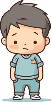 Boy with blue t-shirt and blue pants. vector