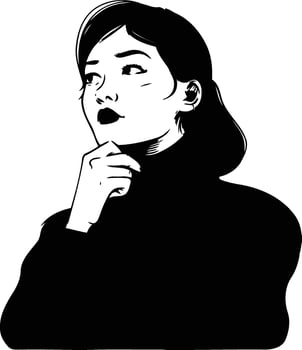 Beautiful young woman in a red sweater on white background. vector
