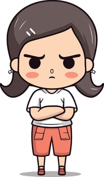 Angry Girl - Cute Cartoon Teenage Girl Illustration vector