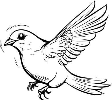 Pigeon ready for vinyl cutting. Black and white. vector
