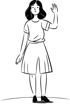 illustration of a young woman waving hand of a woman waving hand. vector