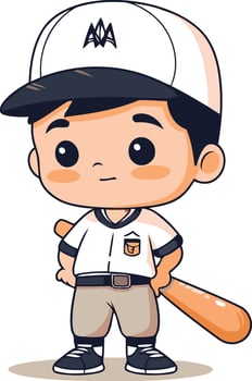 Baseball Player - Cute Cartoon Mascot Character Illustration vector