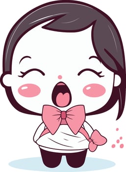 Cute little girl in a pink bow tie. vector