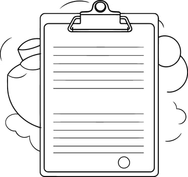 Clipboard with document icon. Outline illustration of clipboard with document icon for web vector