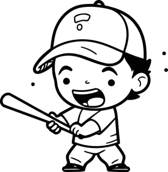 Baseball Player Cartoon Mascot Character Illustration Design. vector