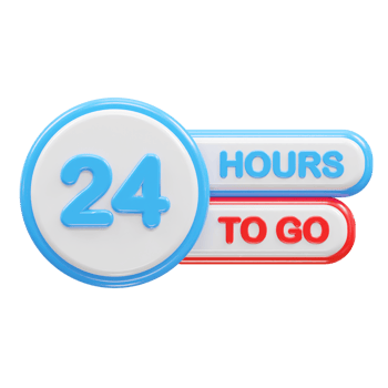 24 hours to go text illustration rendering png