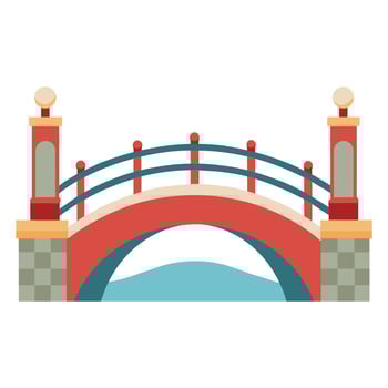 Bridge flat vector illustration on white background
