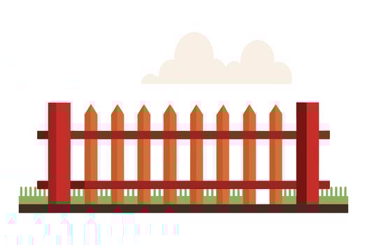 Wall with Fence flat vector illustration on white background