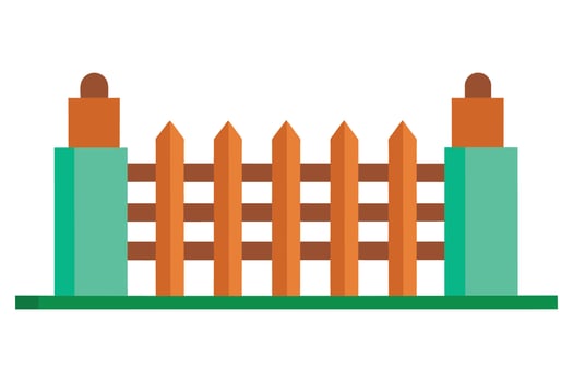 Wall with Fence flat vector illustration on white background