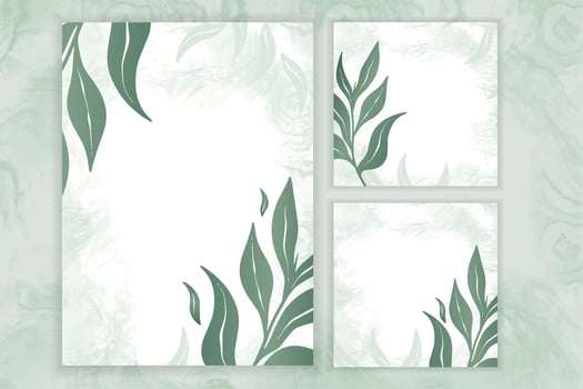 Cute Leaves Frame set with Watercolor Background vector