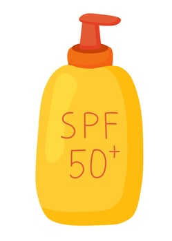 Sun cream SPF 50. Lotion, mousse. Summer cosmetic. Sunblock, skin protection, sunscreen, skin care products. illustration. vector