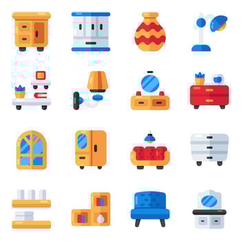 Set of Houseware Flat Icons vector