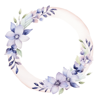 Hand drawn watercolor painting of wedding circle floral frame with copy space png