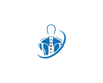 Human spinal health care medical and chiropractic physiotherapy logo design vector