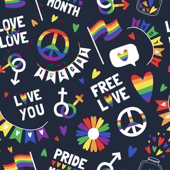 Lgbt seamless pattern. illustration for pride month. Rainbow flag. vector