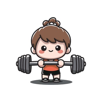 Illustration of cute vector designs for little girls lifting weights