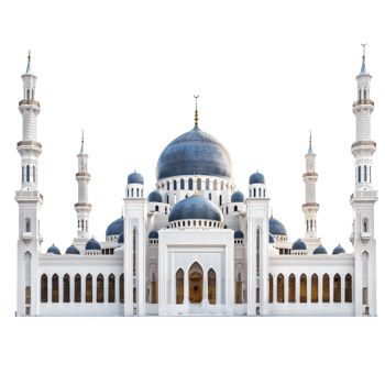 AI generated Grand mosque with blue dome isolated on transparent background png