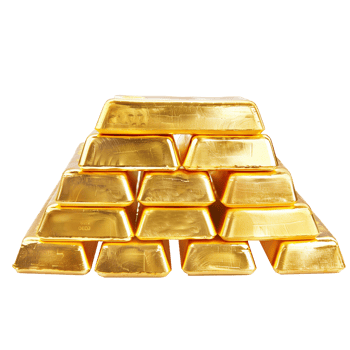 AI generated Shiny gold bars stacked on a transparent background png