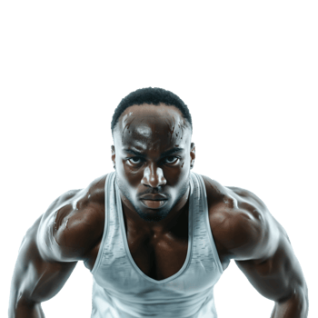 AI generated Muscular athlete with intense focus on a transparent background png