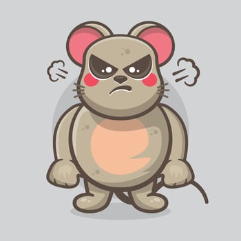 serious mouse animal cartoon character mascot with an angry expression vector