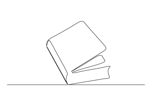 One continuous line drawing of book. Educational concept vector illustration