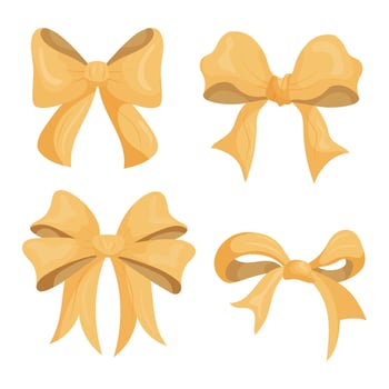 Yellow bows set. illustration on an isolated white background. vector